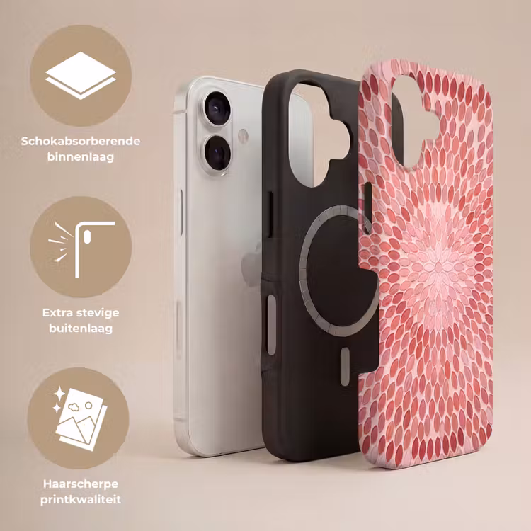 Patroon - Mozaïek - Ovaal - Abstract - Roze Toughcase MagSafe Apple iPhone 17 klein -USP_Lagen_NL