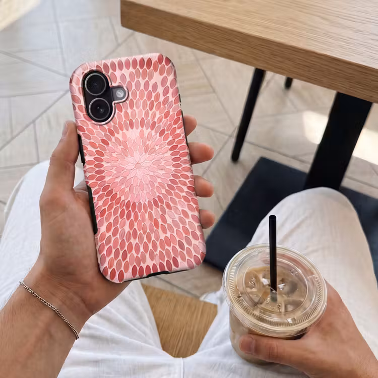 Patroon - Mozaïek - Ovaal - Abstract - Roze Toughcase MagSafe Apple iPhone 17 klein -Sfeer1M