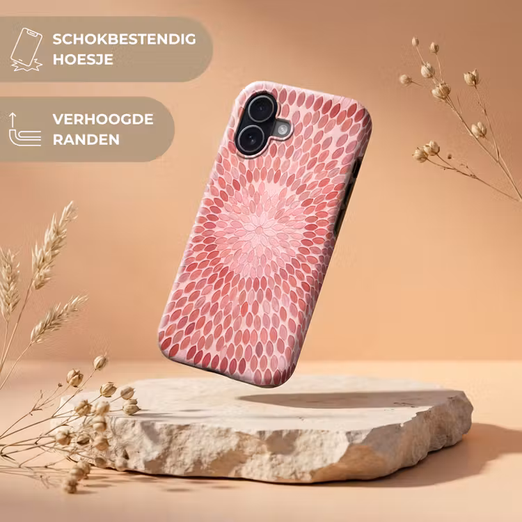 Patroon - Mozaïek - Ovaal - Abstract - Roze Toughcase MagSafe Apple iPhone 17 klein -USP_RandenV_NL