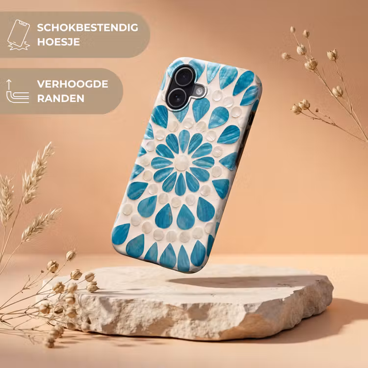 Patroon - Mozaïek - Schelpen - Abstract - Turquoise Toughcase MagSafe Apple iPhone 17 klein -USP_RandenV_NL