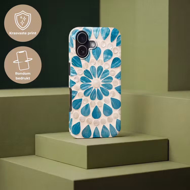 Patroon - Mozaïek - Schelpen - Abstract - Turquoise Toughcase MagSafe Apple iPhone 17 klein -USP_PrintM_NL