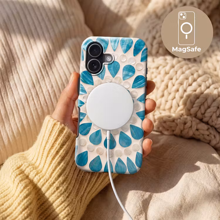 Patroon - Mozaïek - Schelpen - Abstract - Turquoise Toughcase MagSafe Apple iPhone 17 klein -USP_MagsafeV