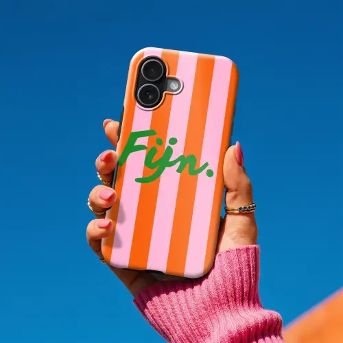 Patroon - Oranje - Fijn - Strepen Toughcase MagSafe Apple iPhone 17 klein -Sfeer1V