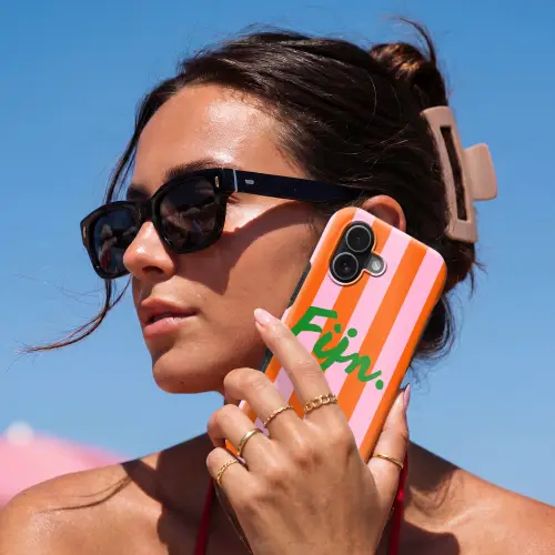 Patroon - Oranje - Fijn - Strepen Toughcase MagSafe Apple iPhone 17 klein -Sfeer2V