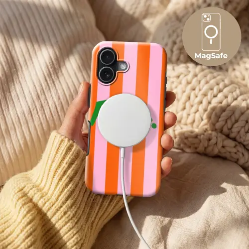 Patroon - Oranje - Fijn - Strepen Toughcase MagSafe Apple iPhone 17 klein -USP_MagsafeV