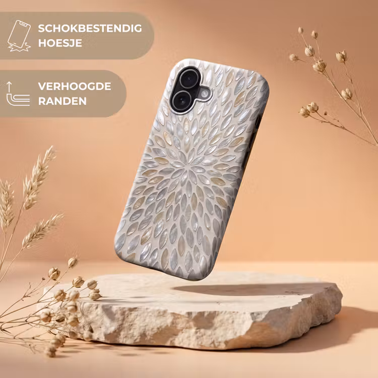 Patroon - Ovaal - Glanzend - Abstract - Beige Toughcase MagSafe Apple iPhone 17 klein -USP_RandenV_NL