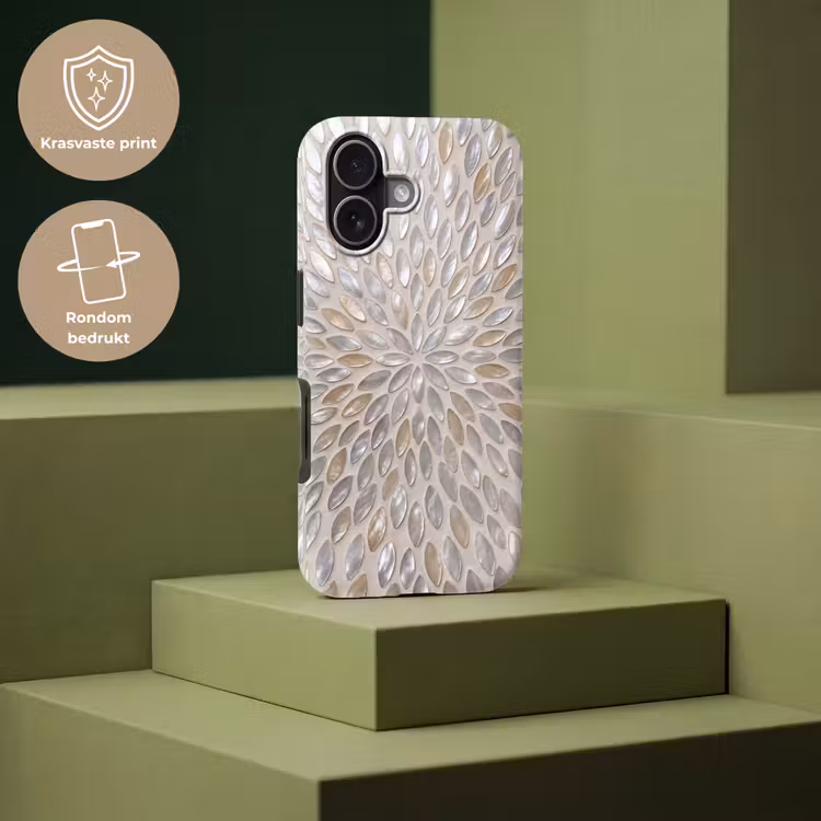 Patroon - Ovaal - Glanzend - Abstract - Beige Toughcase MagSafe Apple iPhone 17 klein -USP_PrintM_NL