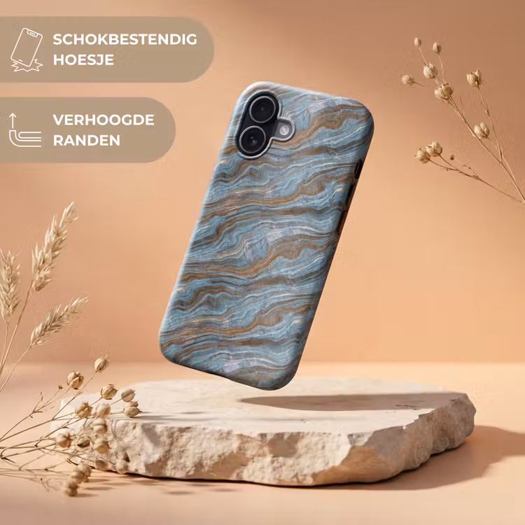 Patroon - Steen - Blauw Toughcase MagSafe Apple iPhone 17 klein 1017 -USP_RandenV_NL