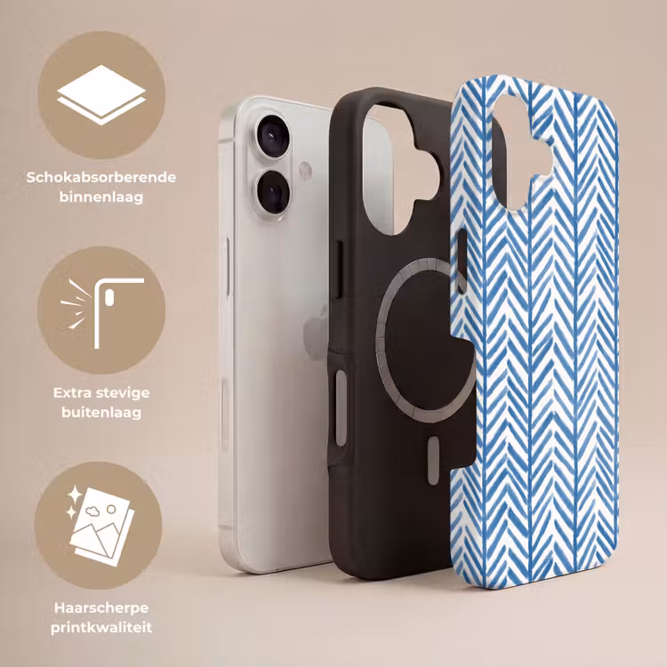 Patroon - Streep - Blauw Toughcase MagSafe Apple iPhone 17 klein 1017 -USP_Lagen_NL
