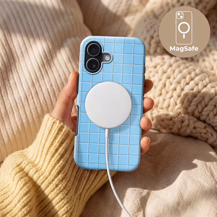 Patroon - Tegel - Pastel - Blauw Toughcase MagSafe Apple iPhone 17 klein 1017 -USP_MagsafeV