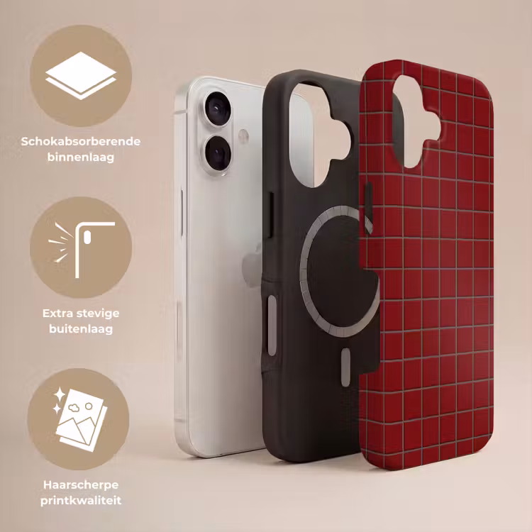 Patroon - Tegels - Burgundy Toughcase MagSafe Apple iPhone 17 klein 1017 -USP_Lagen_NL