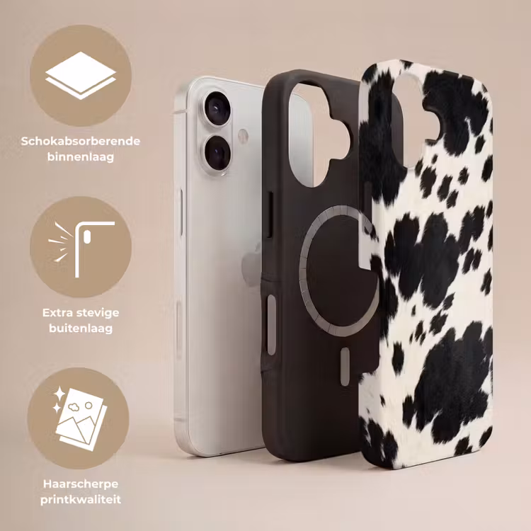 Patroon - Vacht - Zwart - Wit Toughcase MagSafe Apple iPhone 17 klein -USP_Lagen_NL