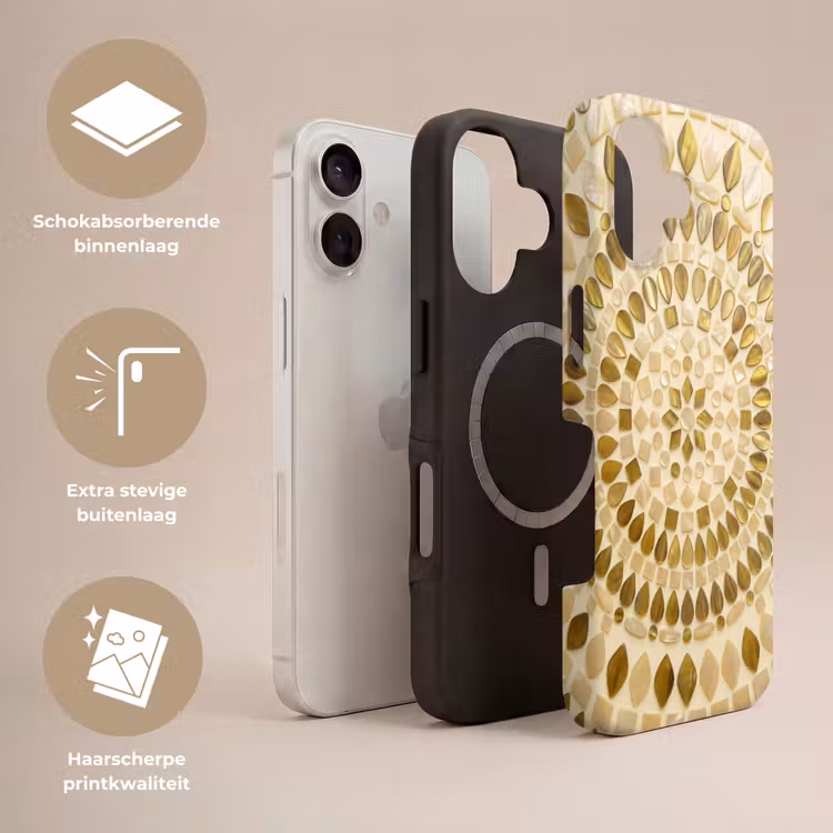 Patroon - Vormen - Mozaïek - Abstract - Goud Toughcase MagSafe Apple iPhone 17 klein -USP_Lagen_NL