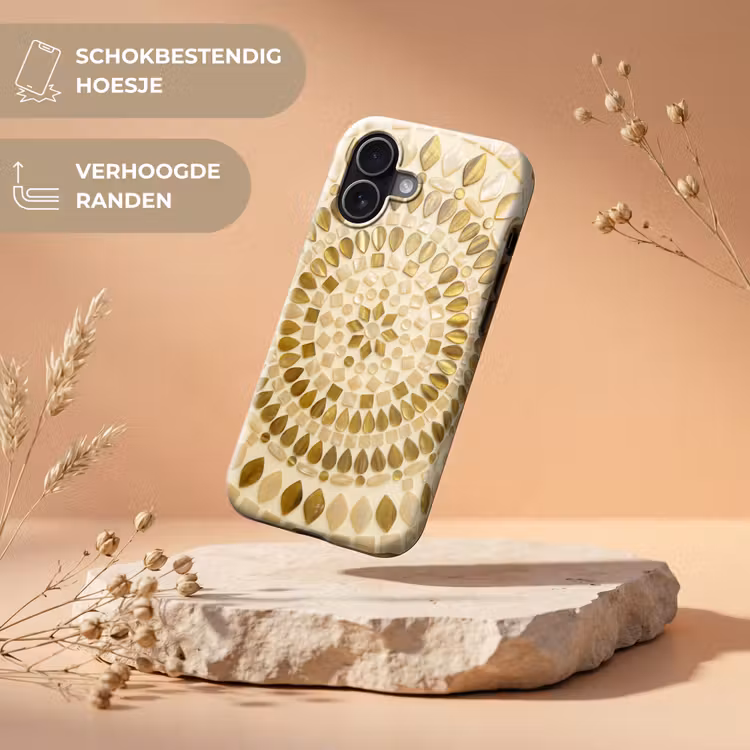 Patroon - Vormen - Mozaïek - Abstract - Goud Toughcase MagSafe Apple iPhone 17 klein -USP_RandenV_NL
