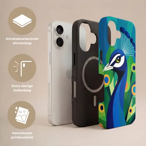 Pauw - Cirkels - Blauw Toughcase MagSafe Apple iPhone 17 klein -USP_Lagen_NL