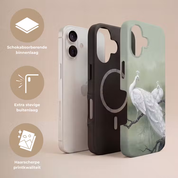 Pauwen - Wit - Natuur - Groen Toughcase MagSafe Apple iPhone 17 klein -USP_Lagen_NL