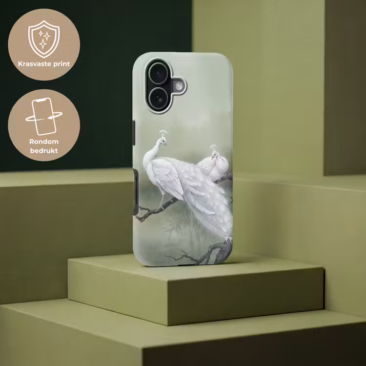 Pauwen - Wit - Natuur - Groen Toughcase MagSafe Apple iPhone 17 klein -USP_PrintM_NL