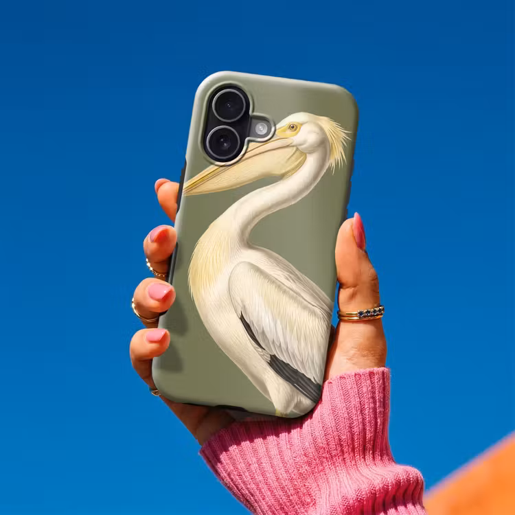 Pelikaan - Wit - Vogel - Klassiek - Natuur Toughcase MagSafe Apple iPhone 17 klein -Sfeer1V