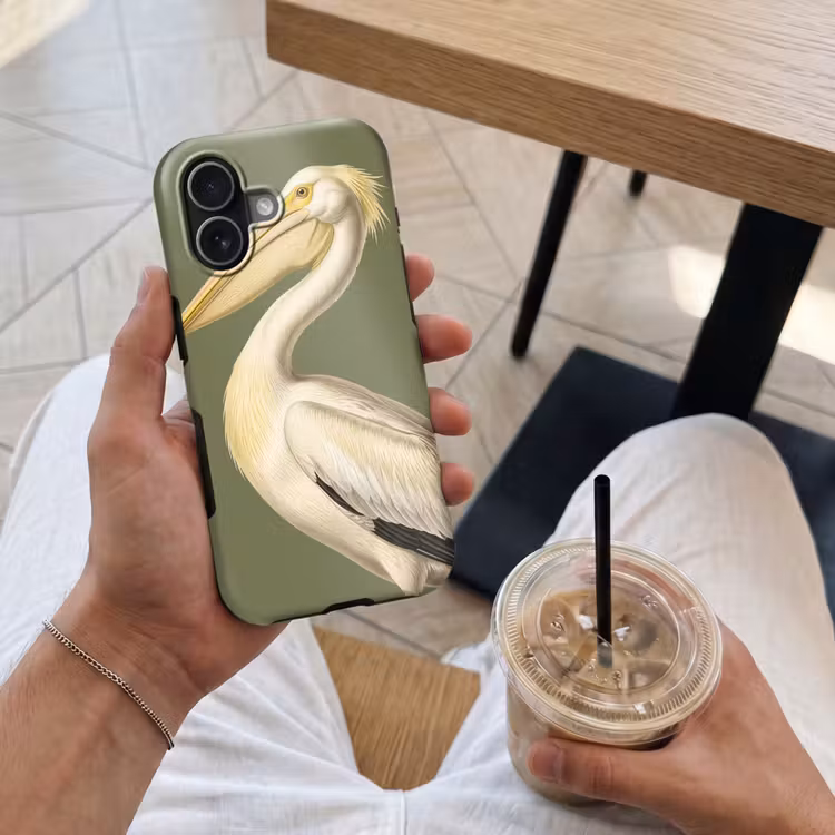 Pelikaan - Wit - Vogel - Klassiek - Natuur Toughcase MagSafe Apple iPhone 17 klein -Sfeer1M