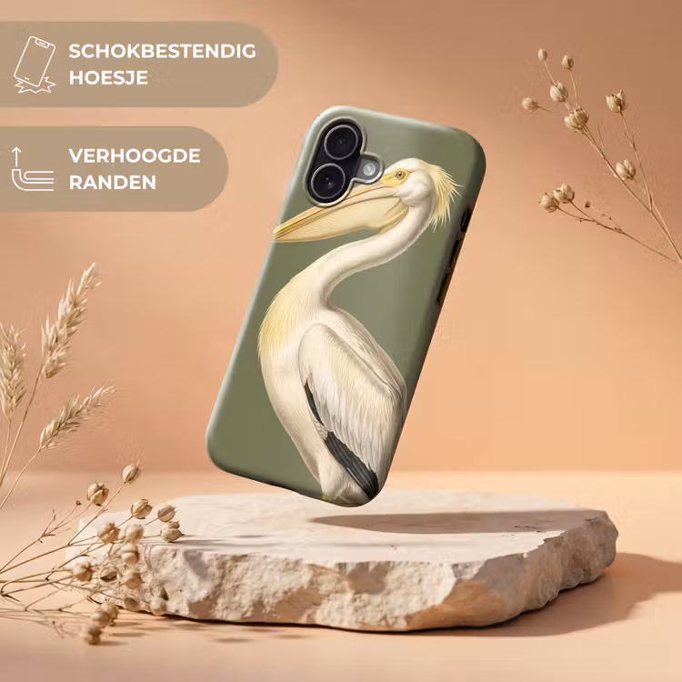 Pelikaan - Wit - Vogel - Klassiek - Natuur Toughcase MagSafe Apple iPhone 17 klein -USP_RandenV_NL
