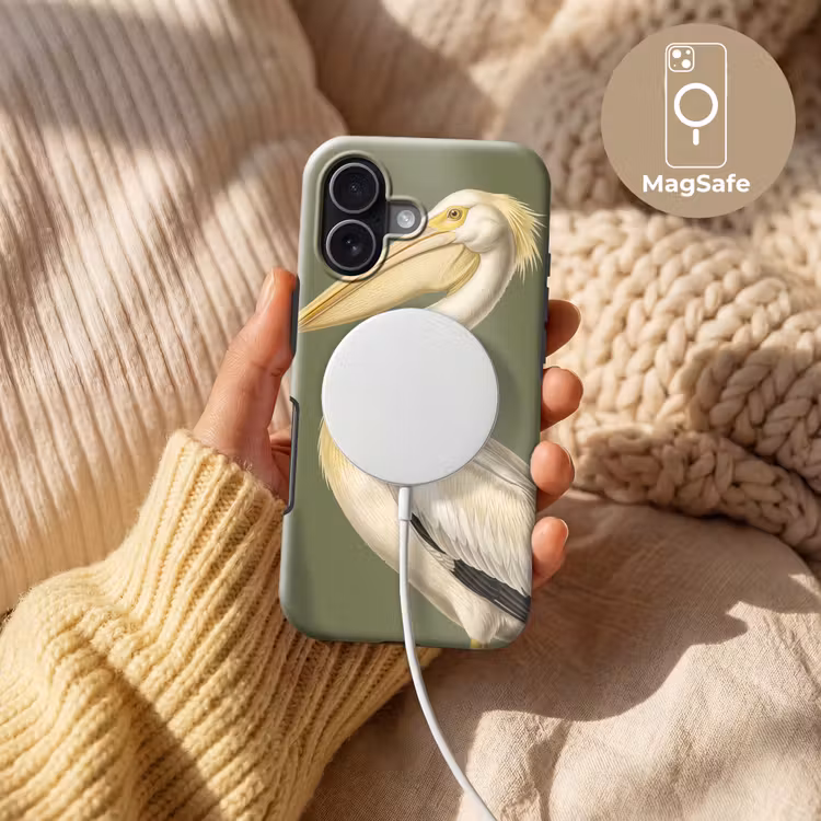 Pelikaan - Wit - Vogel - Klassiek - Natuur Toughcase MagSafe Apple iPhone 17 klein -USP_MagsafeV