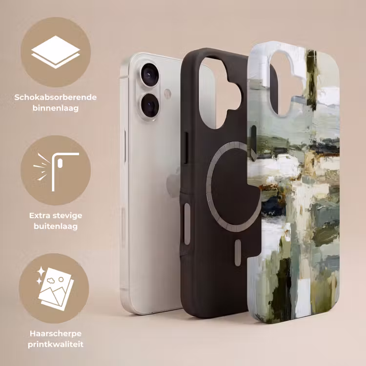Penseelstreken - Groen - Abstract - Japandi Toughcase MagSafe Apple iPhone 17 klein -USP_Lagen_NL
