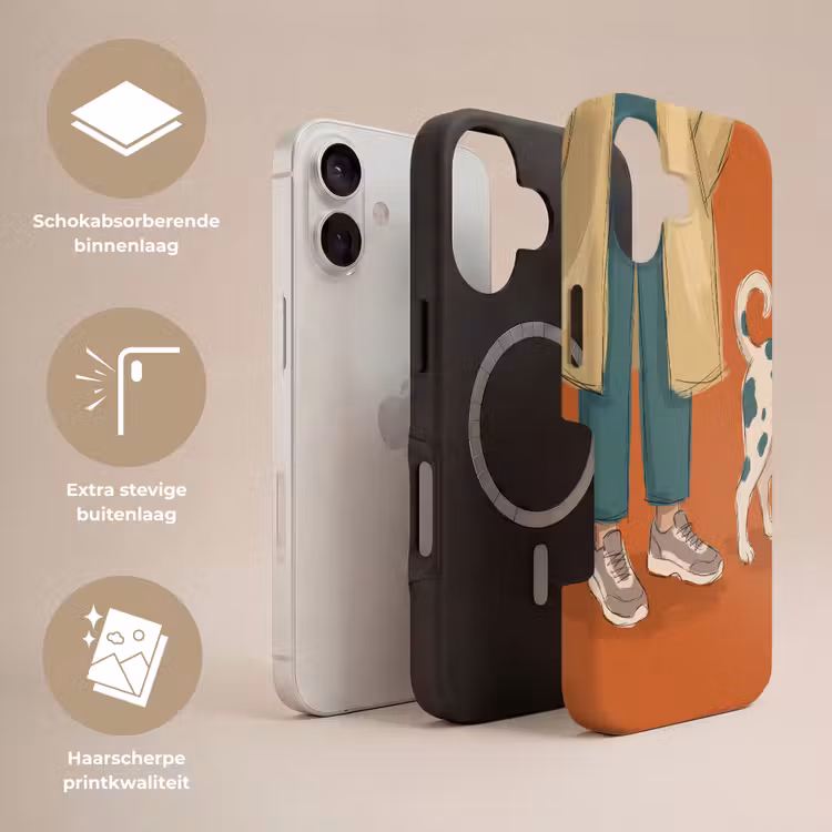 Persoon - Hond - Dieren - Illustratie - Modern Toughcase MagSafe Apple iPhone 17 klein -USP_Lagen_NL