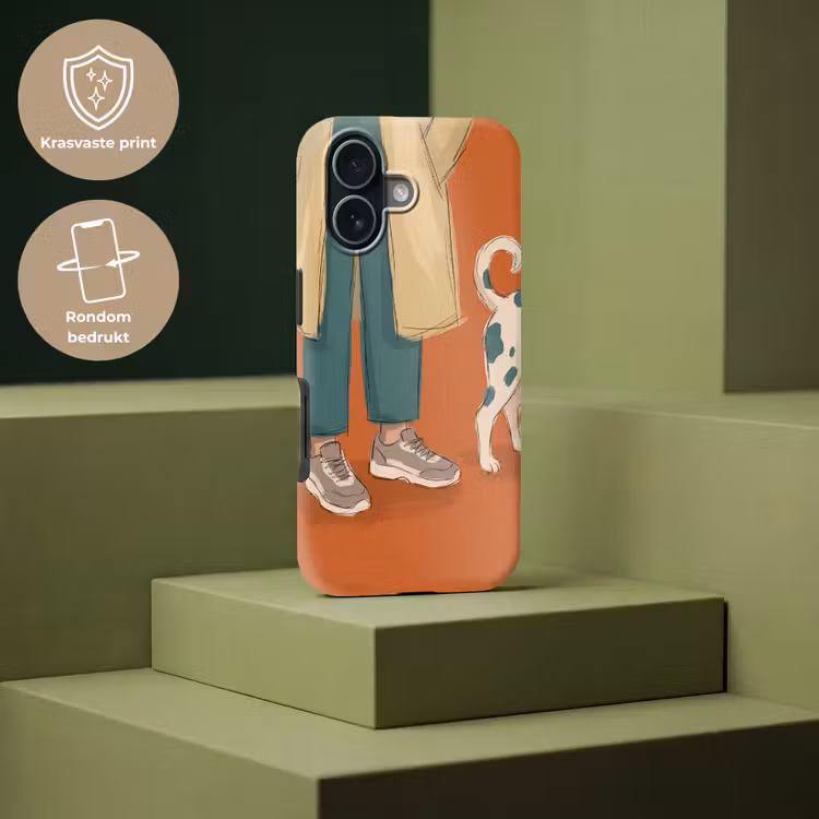 Persoon - Hond - Dieren - Illustratie - Modern Toughcase MagSafe Apple iPhone 17 klein -USP_PrintM_NL