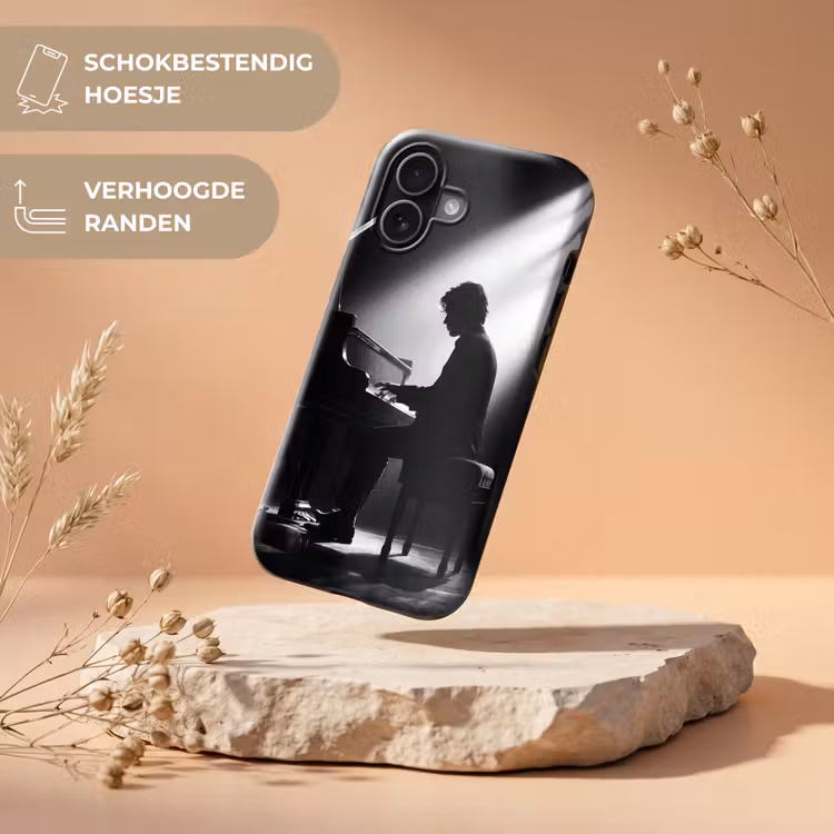 Persoon - Piano - Muziek - Zwart-wit - Podium Toughcase MagSafe Apple iPhone 17 klein -USP_RandenV_NL