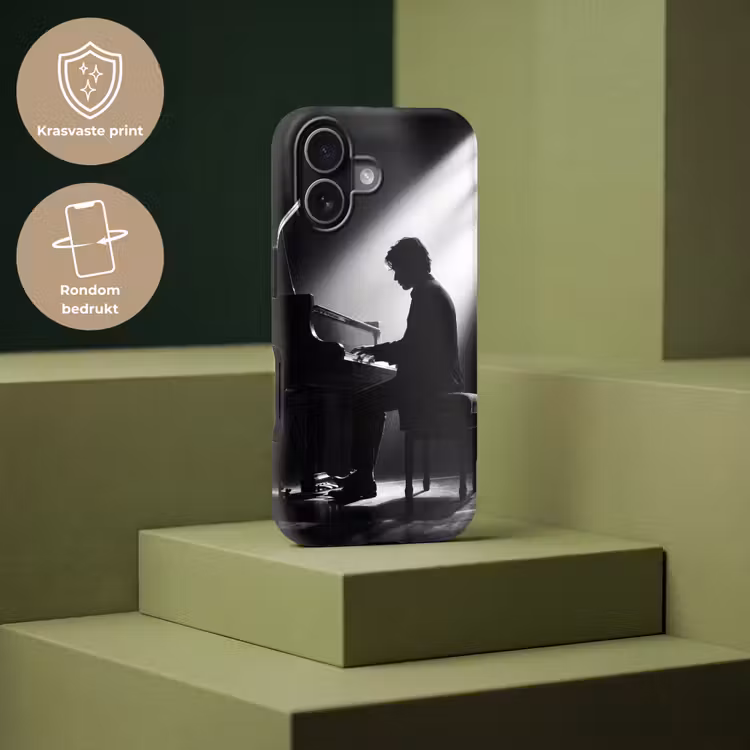 Persoon - Piano - Muziek - Zwart-wit - Podium Toughcase MagSafe Apple iPhone 17 klein -USP_PrintM_NL