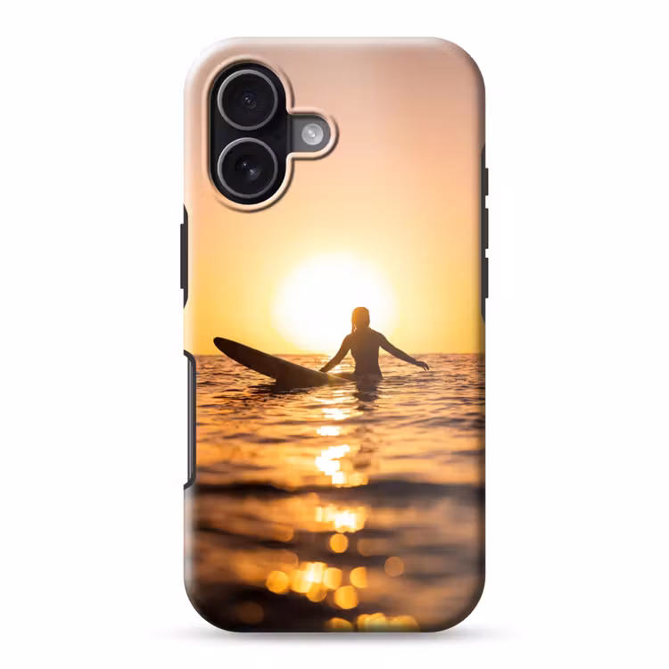 Persoon - Surfen - Zonsondergang - Zee - Oranje Toughcase MagSafe Apple iPhone 17 klein -3d