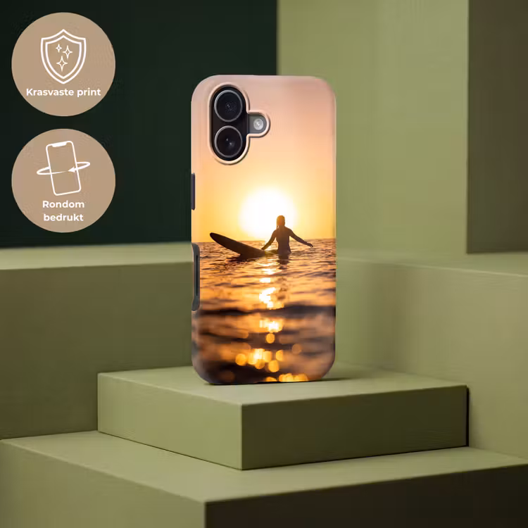 Persoon - Surfen - Zonsondergang - Zee - Oranje Toughcase MagSafe Apple iPhone 17 klein -USP_PrintM_NL