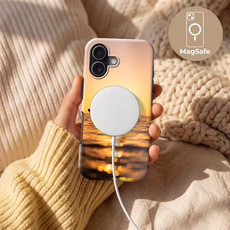 Persoon - Surfen - Zonsondergang - Zee - Oranje Toughcase MagSafe Apple iPhone 17 klein -USP_MagsafeV
