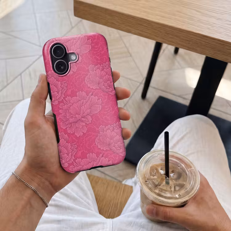 Pioenrozen - Energiek - Roze Toughcase MagSafe Apple iPhone 17 klein 1017 -Sfeer1M
