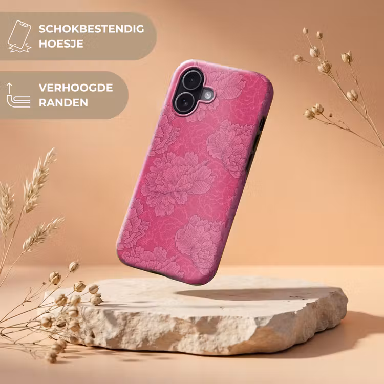 Pioenrozen - Energiek - Roze Toughcase MagSafe Apple iPhone 17 klein 1017 -USP_RandenV_NL