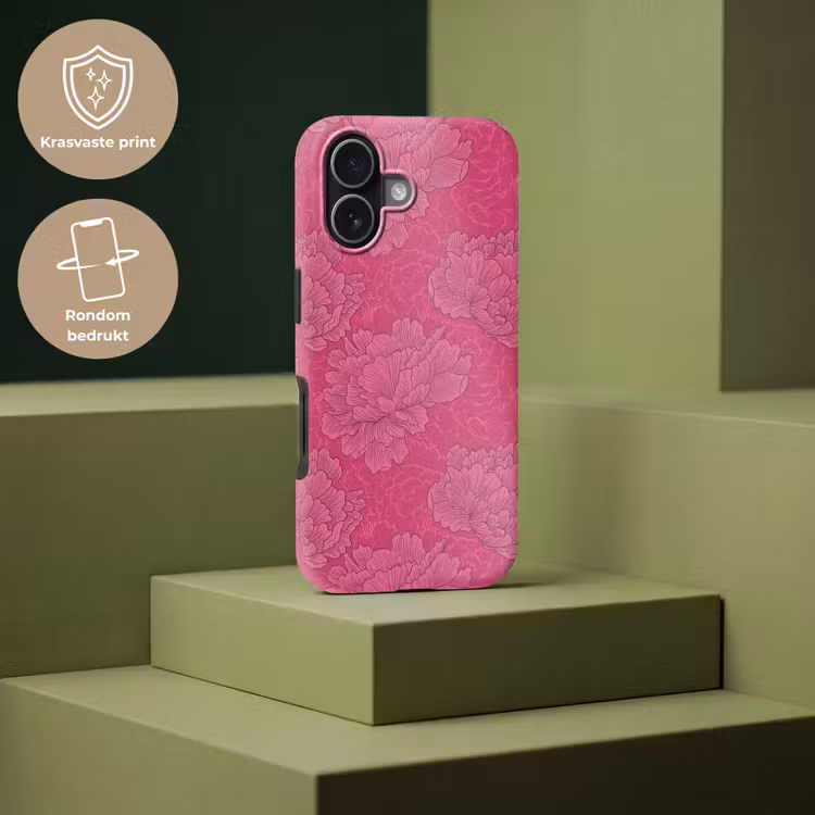Pioenrozen - Energiek - Roze Toughcase MagSafe Apple iPhone 17 klein 1017 -USP_PrintM_NL