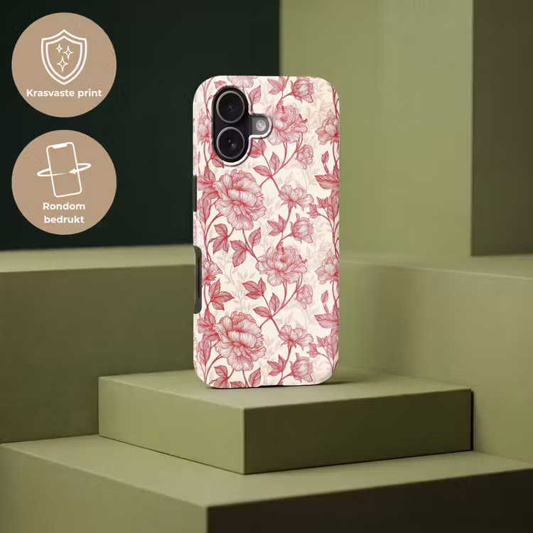 Pioenrozen - Modern - Rood Toughcase MagSafe Apple iPhone 17 klein 1017 -USP_PrintM_NL