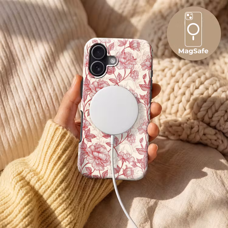Pioenrozen - Modern - Rood Toughcase MagSafe Apple iPhone 17 klein 1017 -USP_MagsafeV