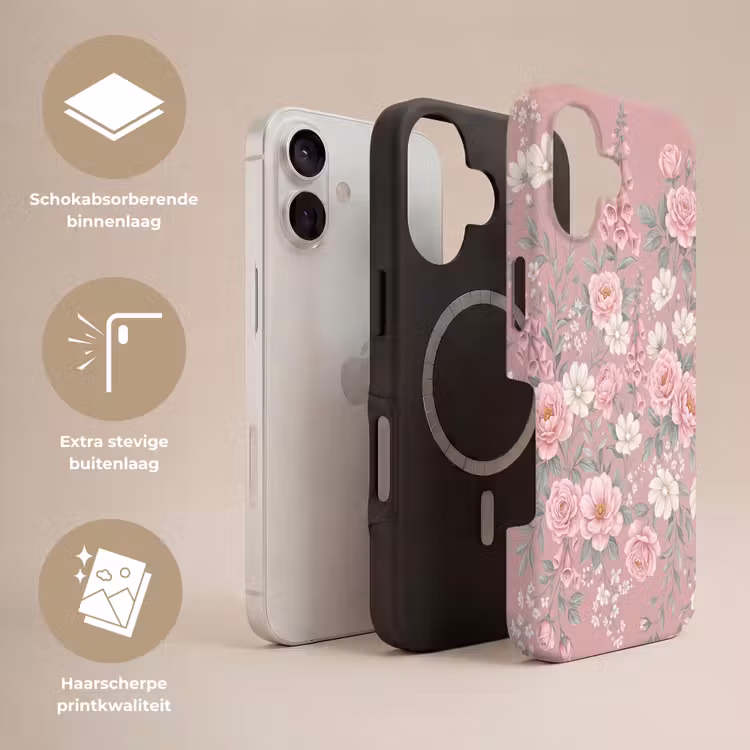 Pioenrozen - Vingerhoedskruid - Pink Toughcase MagSafe Apple iPhone 17 klein -USP_Lagen_NL