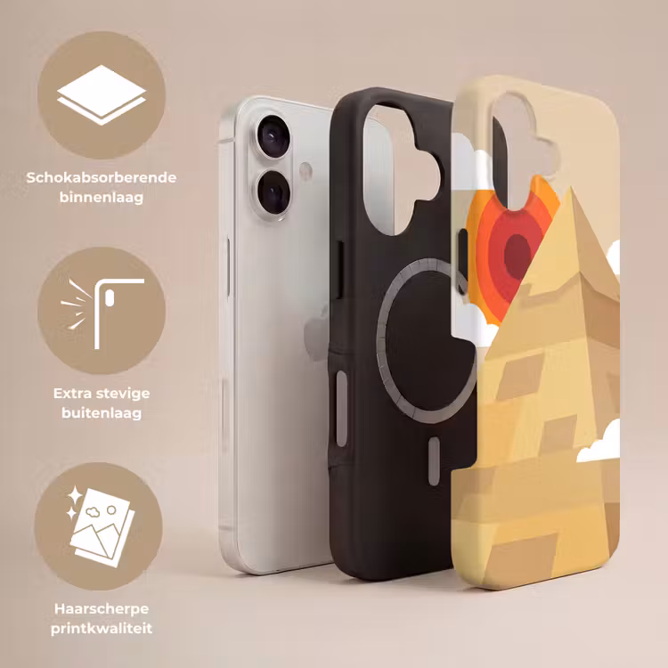 Piramide - Zon - Woestijn - Modern - Oranje Toughcase MagSafe Apple iPhone 17 klein -USP_Lagen_NL