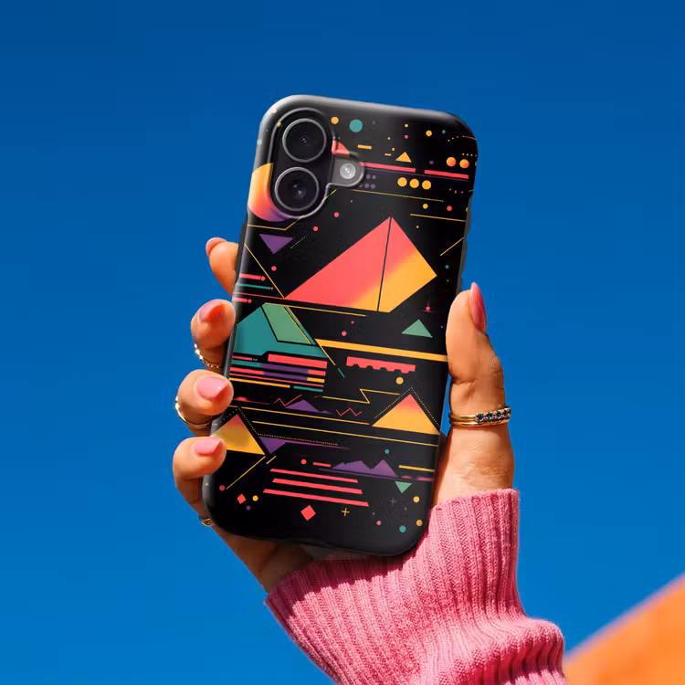 Piramides - Cirkels - Neonkleuren - Geometrisch Toughcase MagSafe Apple iPhone 17 klein -Sfeer1V