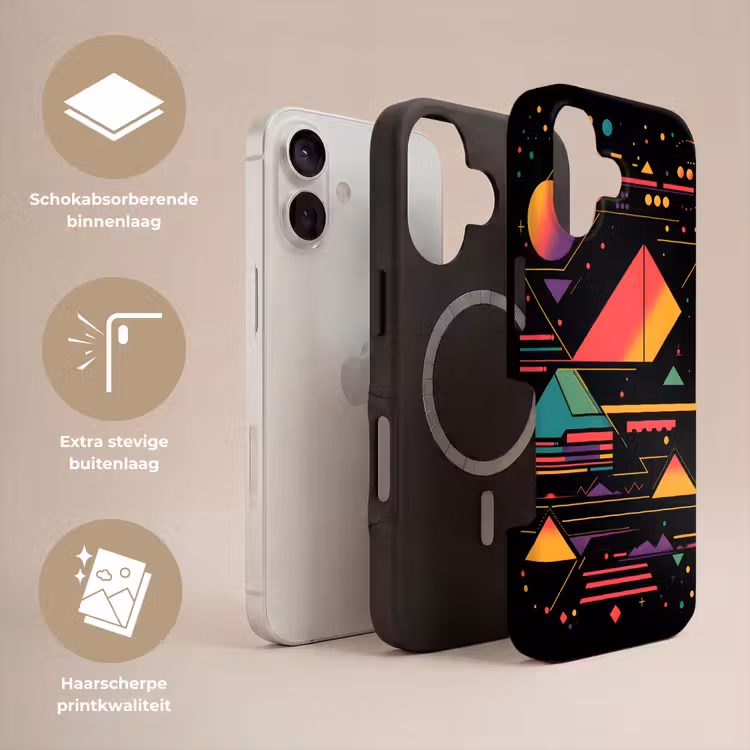 Piramides - Cirkels - Neonkleuren - Geometrisch Toughcase MagSafe Apple iPhone 17 klein -USP_Lagen_NL