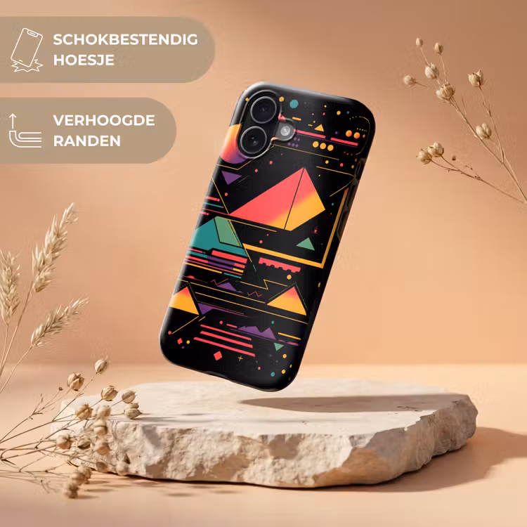 Piramides - Cirkels - Neonkleuren - Geometrisch Toughcase MagSafe Apple iPhone 17 klein -USP_RandenV_NL