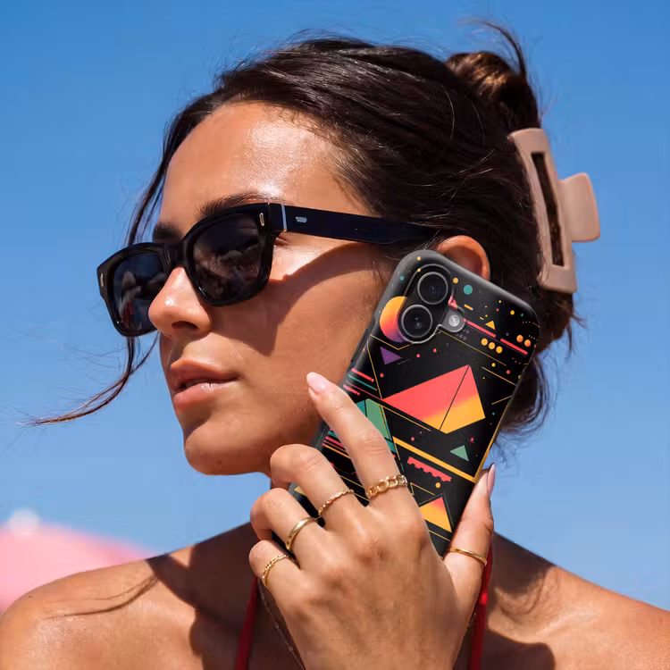 Piramides - Cirkels - Neonkleuren - Geometrisch Toughcase MagSafe Apple iPhone 17 klein -Sfeer2V