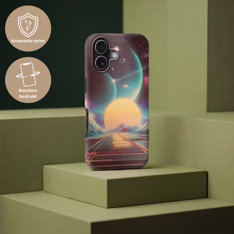 Planeten - Neon - Berglandschap - Zon Toughcase MagSafe Apple iPhone 17 klein -USP_PrintM_NL
