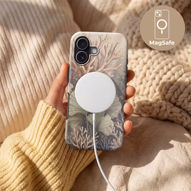 Plant - Bladeren - Zee - Illustratie - Groen Toughcase MagSafe Apple iPhone 17 klein -USP_MagsafeV