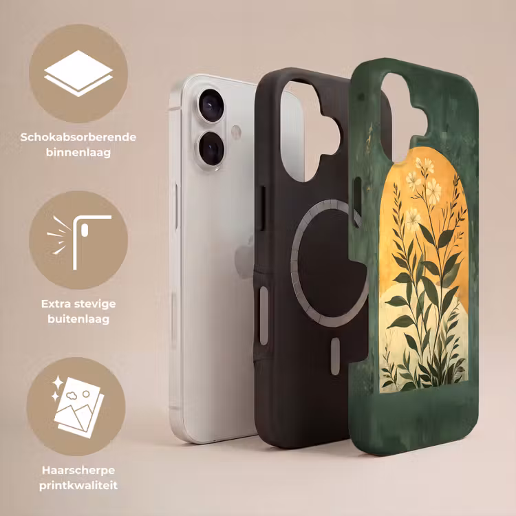 Plant - Bloemen - Wit Toughcase MagSafe Apple iPhone 17 klein -USP_Lagen_NL