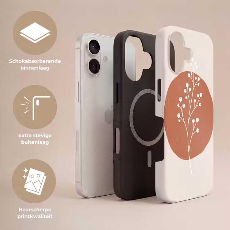 Plant - Tak - Abstract - Modern - Wit Toughcase MagSafe Apple iPhone 17 klein -USP_Lagen_NL
