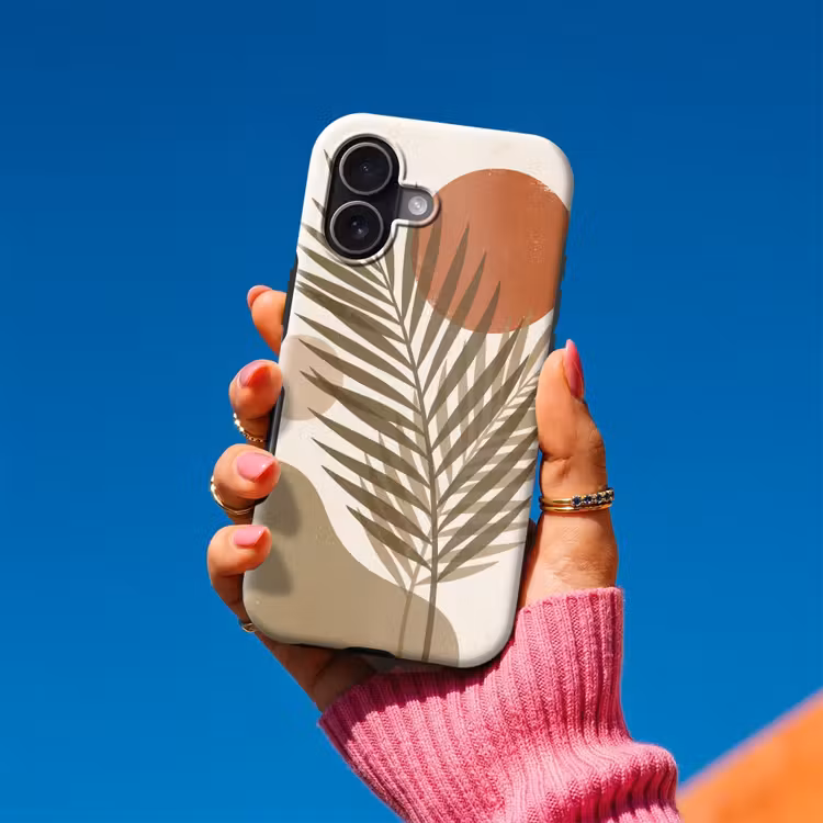 Planten - Bladeren - Abstract - Modern - Beige Toughcase MagSafe Apple iPhone 17 klein -Sfeer1V