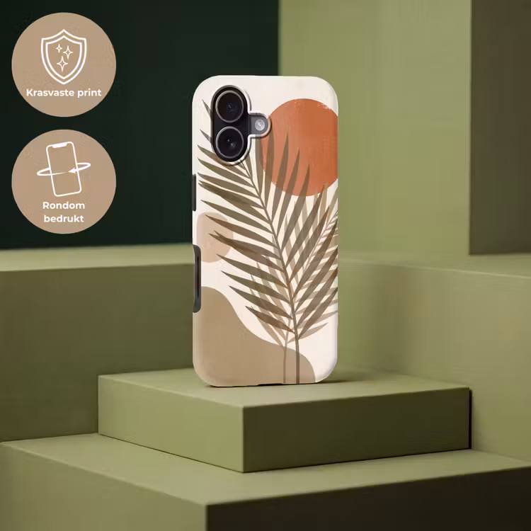Planten - Bladeren - Abstract - Modern - Beige Toughcase MagSafe Apple iPhone 17 klein -USP_PrintM_NL